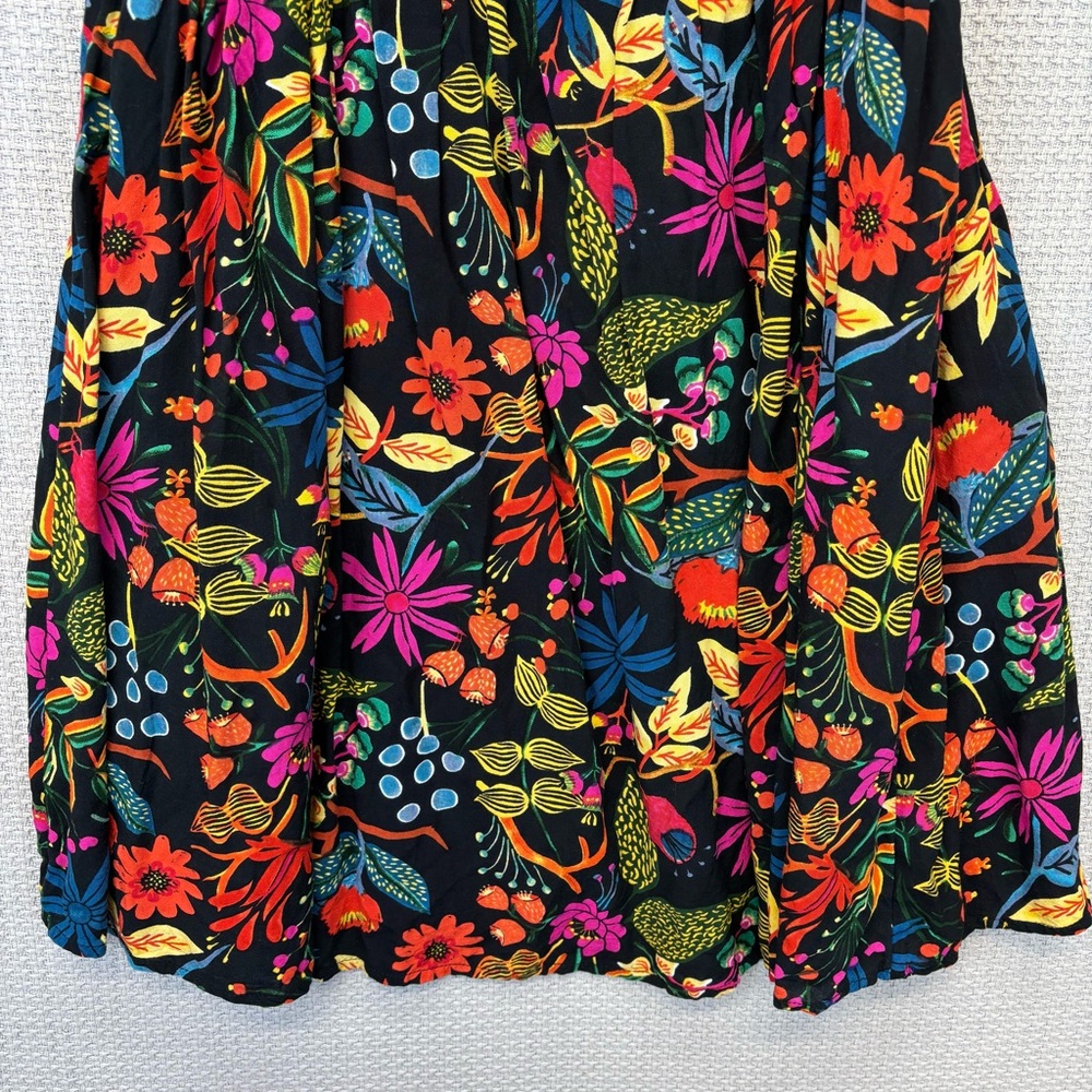 Natural Life Patti Floral Mini Sundress Women’s Med Black Vibrant Spring Cotton - Picture 5 of 8